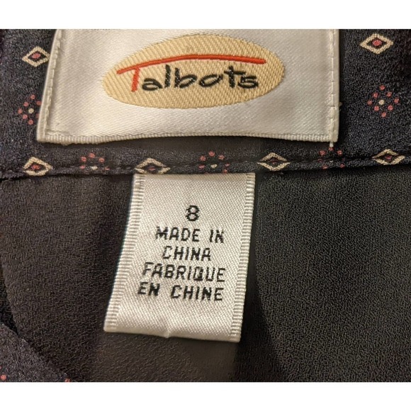 Talbots Black Patterned Silk Midi Skirt, Size 8 - Picture 5 of 7